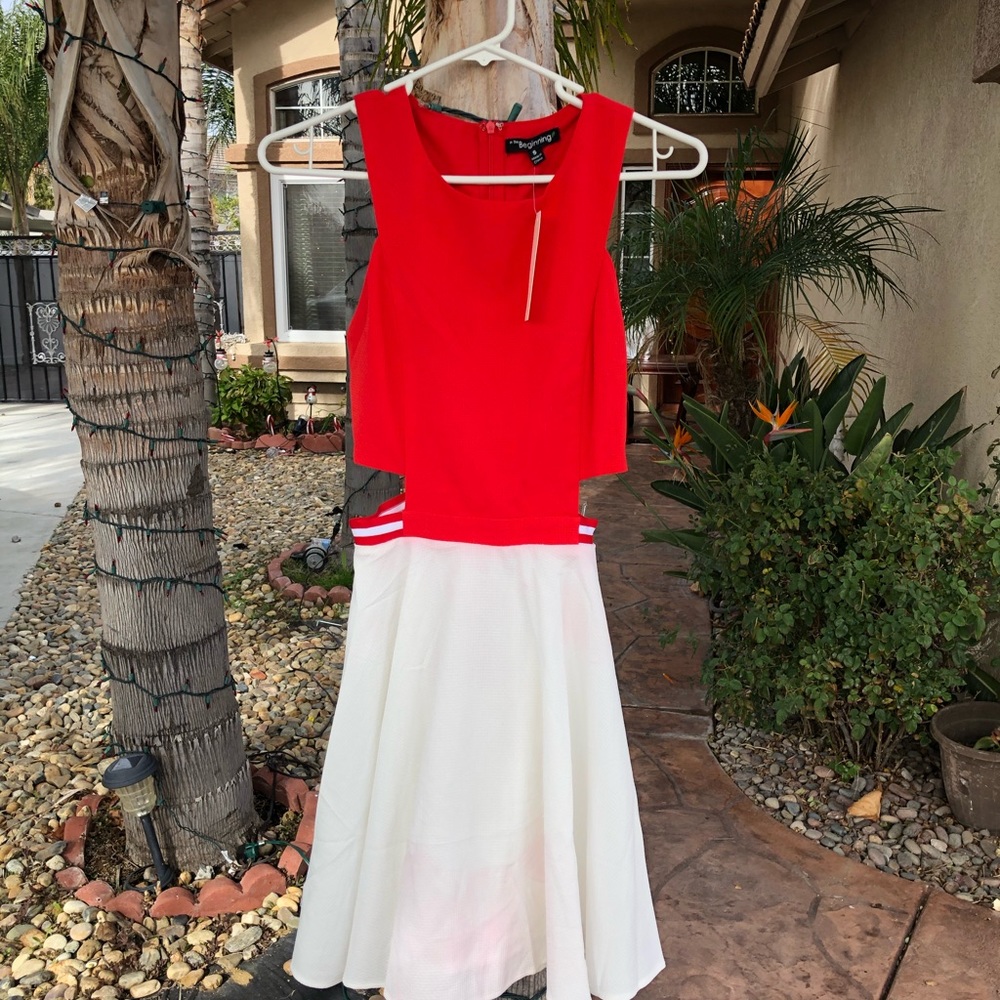 Red and white dress